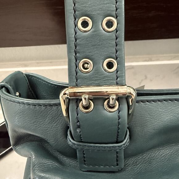 Marc Jacobs Stella Leather Tote Shoulder Handbag Purse Peacock Blue Silver New - Picture 6 of 16